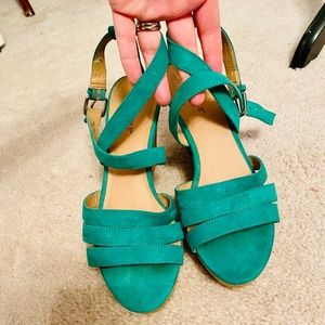 Cute green suede wedges